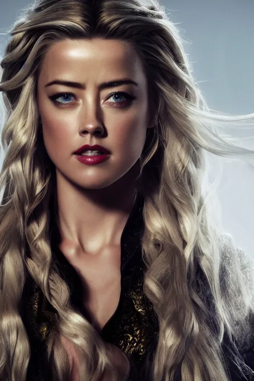 Prompt: Amber Heard as Jaina Proudmoore, promo shoot, studio lighting