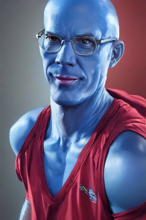 Prompt: Tobias Funke as blue man. digital painting, artstation, concept art, smooth, sharp focus, illustration, art by artgerm and donato giancola and Joseph Christian Leyendecker, Ross Tran, WLOP