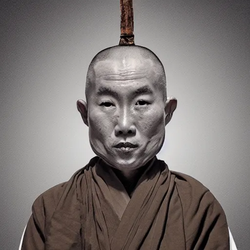 Image similar to symmetrical zen monk with steam from ears