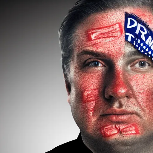 Prompt: man with a birth mark on his face, voting for donald trump, detailed digital art