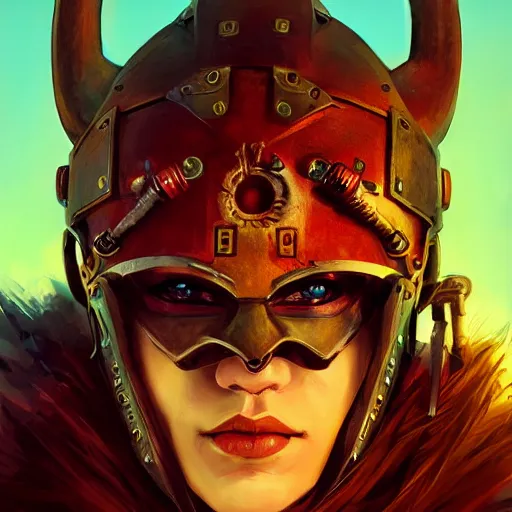 Image similar to cyberpunk viking helmet mask warrior goddess robot ninja fantasy, art gta 5 cover, official fanart behance hd artstation by jesper ejsing, by rhads, makoto shinkai and lois van baarle, ilya kuvshinov, ossdraws