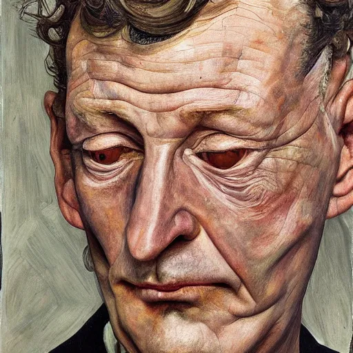 Prompt: high quality high detail painting by lucian freud, hd, portrait of balled man with no eyes