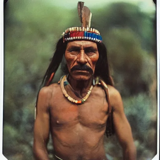 Image similar to polaroid of aztec tribes man by Tarkovsky