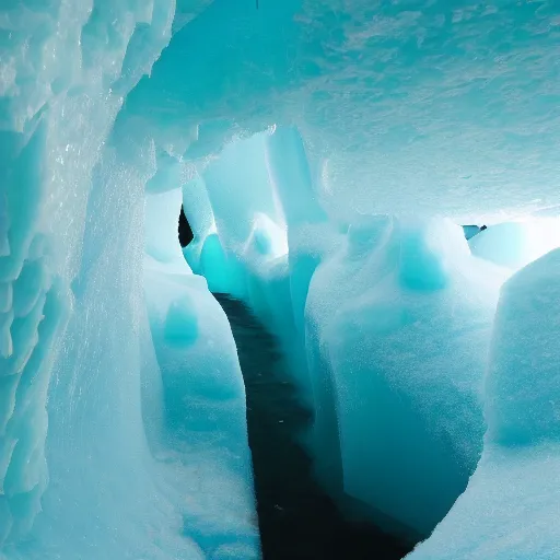 Image similar to photo inside a teal ice cave