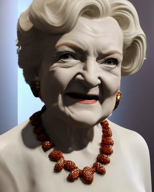 Prompt: A sculpture of Betty White by michelangelo, marble, volumetric lighting, Unreal Engine 5, Photorealistic