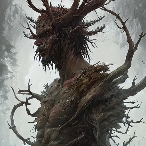 Image similar to slavic demon leshy, ultra detailed artwork by greg rutkowski, artgerm, intricate details