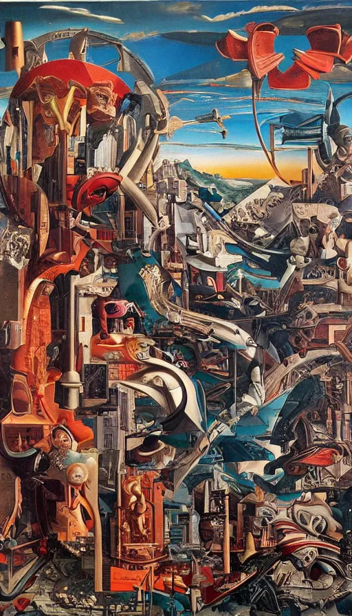 Image similar to maximalist surrealism by di chirico
