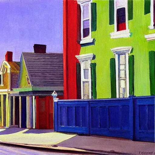 Prompt: painting of a house in New Orleans during Marci Gras, by Edward Hopper