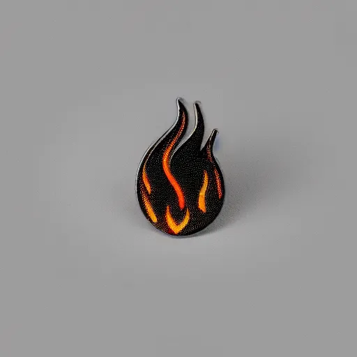 Prompt: a photo of a retro 8 0 s minimalistic clean fire flame warning enamel pin, studio lighting, behance