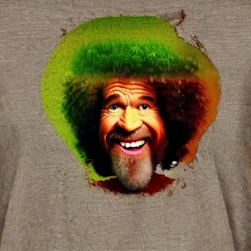 Prompt: screaming bob ross in shape of a tree