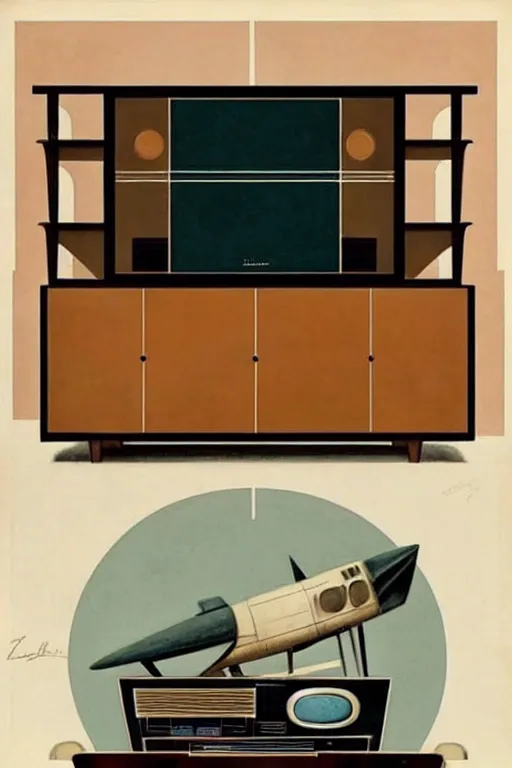 Prompt: ( ( ( ( ( 1 9 5 0 s retro future art deco home entertainment center design. muted colors. ) ) ) ) ) by jean - baptiste monge!!!!!!!!!!!!!!!!!!!!!!!!!!!!!!