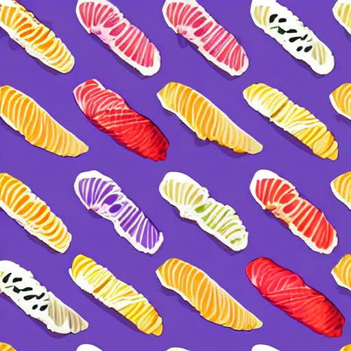 Prompt: seamless colorful sushi pattern