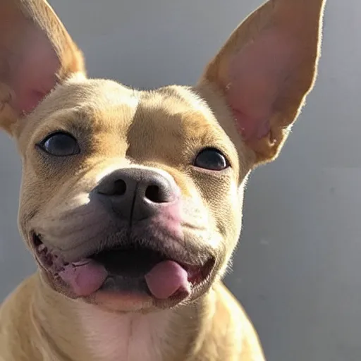 Image similar to adult fluffy tan pit bull chihuahua mix