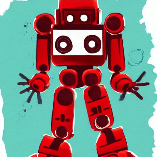 Image similar to illustration of bed red robot