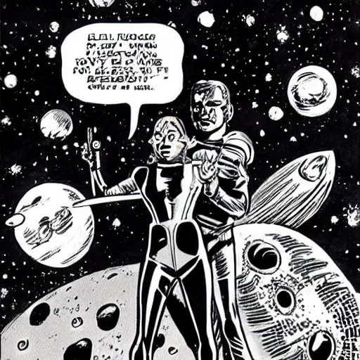 Image similar to space opera battle, art by wally wood