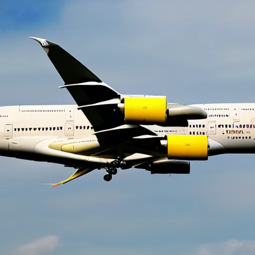 Image similar to Airbus a380 made of cheese, high quality aviation photograph, award winning