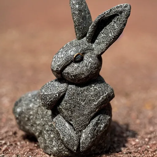 Prompt: rabbit made from rocks