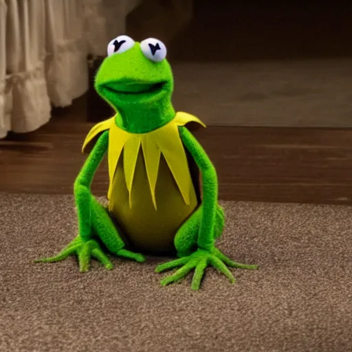 Image similar to A still of Kermit the Frog in Stranger Things (2016)