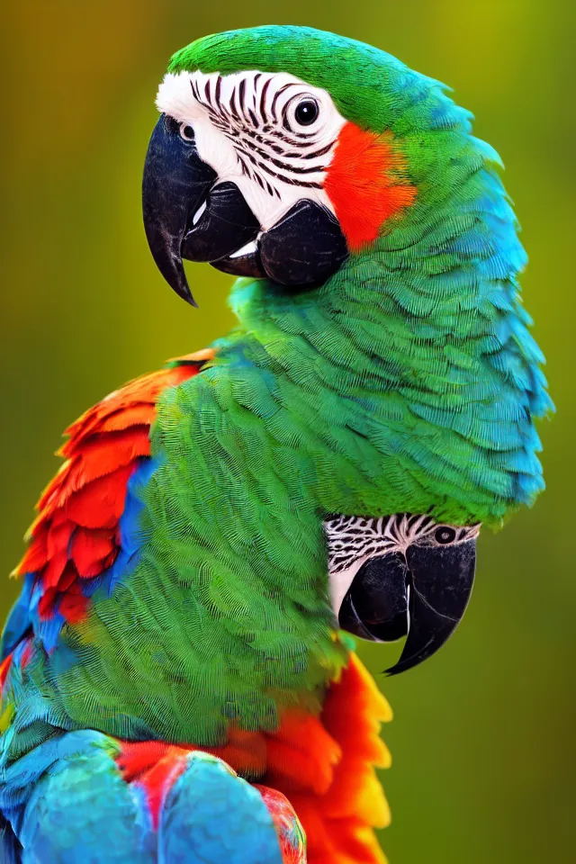 Prompt: a beautiful portrait of a cute and colorful parrot