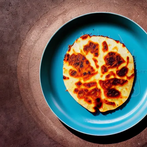 Prompt: michelin star photography of a rusty pipe pupusa,