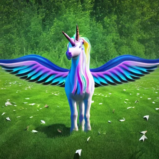 Prompt: a unicorn with wings standing in a field of marijuana eating the leaves, photography, 8 k, highly detailed, ultra realistic, path traced