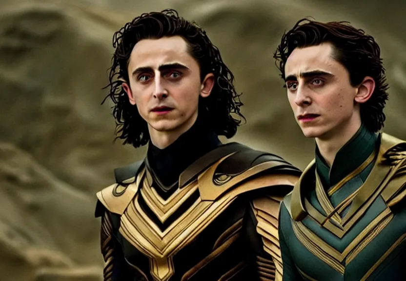 Image similar to timothée chalamet as loki in dune, cinematic