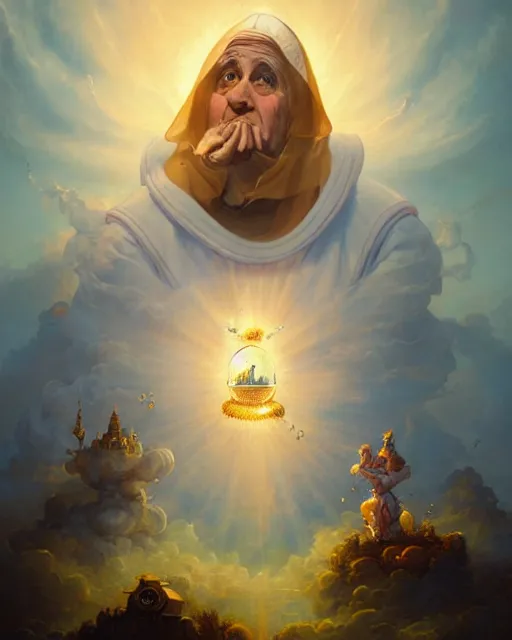 The pope as a beekeeper, heavenly clouds, radiant halo | Stable ...