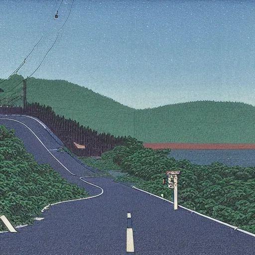 Prompt: The road to nowhere, by Hasui Kawase