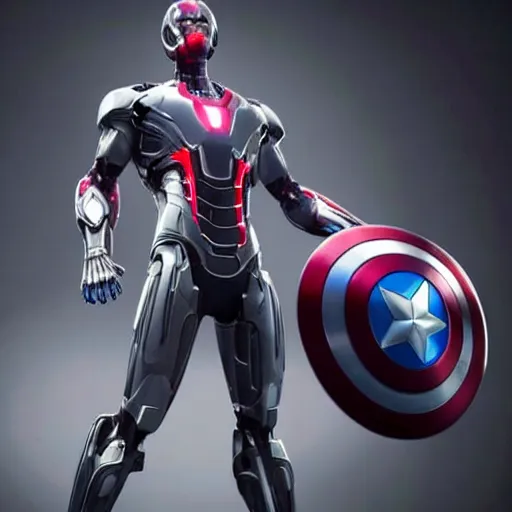 Prompt: still photo of marvel ultron, highly detailed, photorealistic portrait, bright studio setting, studio lighting, crisp quality and light reflections, unreal engine 5 quality render,
