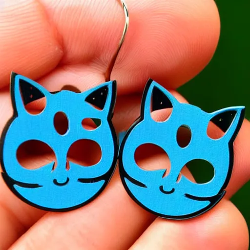 Image similar to 2d lasercut cat earrings, popular on artstation, popular on deviantart, popular on pinterest