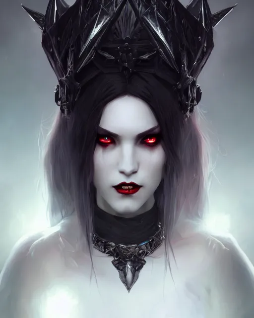 Image similar to dark vampire princess, highly detailed, d & d, fantasy, highly detailed, digital painting, trending on artstation, concept art, sharp focus, illustration, global illumination, shaded, art by artgerm and greg rutkowski and fuji choko and viktoria gavrilenko and hoang lap