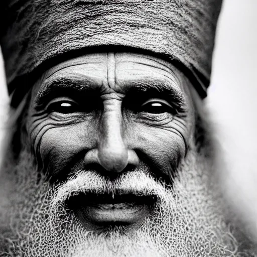 Image similar to closeup portrait of Sinterklaas, by Steve McCurry and David Lazar, natural light, detailed face, CANON Eos C300, ƒ1.8, 35mm, 8K, medium-format print