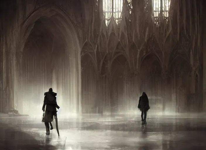 Image similar to empty world, Slavs, ashes around, volumetric lighting, digital painting, highly detailed, artstation, sharp focus, illustration, concept art, ruan jia, steve mccurry, amazing composition, gothic arch frame