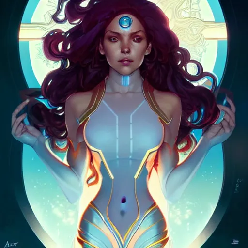 Prompt: symmetry!! intense fanart of starfire, intricate, elegant, highly detailed, my rendition, digital painting, artstation, concept art, smooth, sharp focus, illustration, art by artgerm and greg rutkowski and alphonse mucha