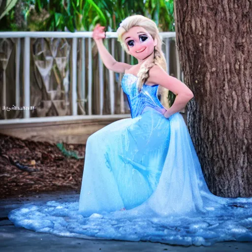 Prompt: angelina julie as elsa from frozen, hd photo