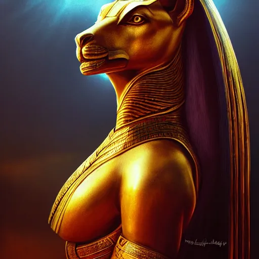 Prompt: majestic gracious regal female anubis warrior portrait, ancient egypt, atmospheric lighting, painted, menacing, intricate, volumetric lighting, beautiful, rich deep colours masterpiece, golden hour, sharp focus, ultra detailed, by leesha hannigan, ross tran, thierry doizon, kai carpenter, ignacio fernandez rios