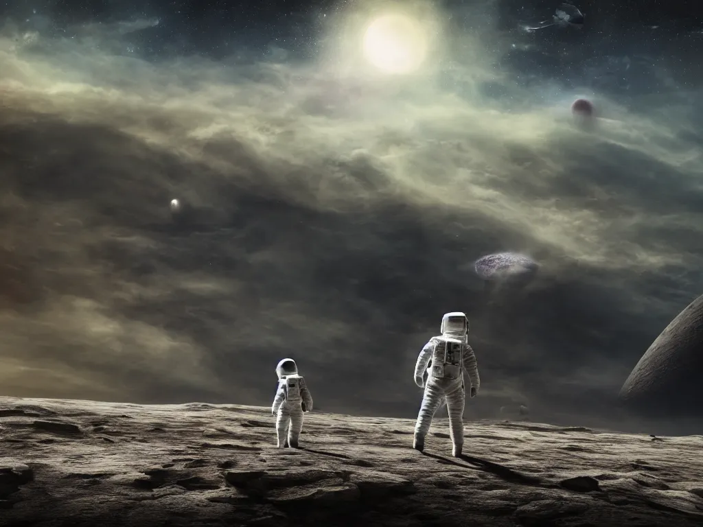 Prompt: lonely astronaut walking on a landscape of dying alien planet, hyperrealistic, 4K wallpaper, highly detailed and beautiful
