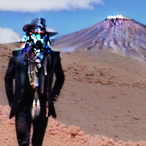 Prompt: johnny depp visiting the Teide in Tenerife