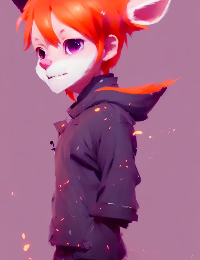 Image similar to a beautiful fullbody portrait of a cute anime boy with orange hair and pink fox ears. character design by cory loftis, fenghua zhong, ryohei hase, ismail inceoglu and ruan jia. artstation, volumetric light, detailed, photorealistic, fantasy, rendered in octane