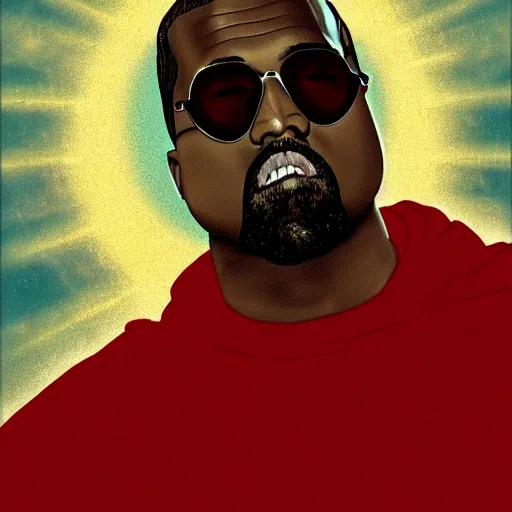 Prompt: kanye west ascending into heaven, holy, digital art, high quality, high resolution