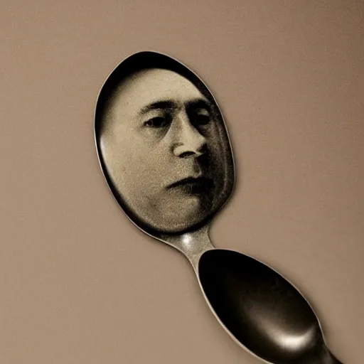 Image similar to arthur spooner face on a spoon