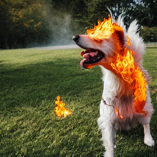 Image similar to dog that has fire breath