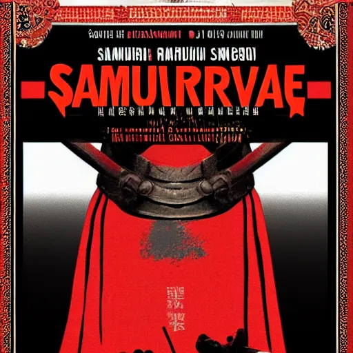 Prompt: samurai revenge film poster with red and black color scheme