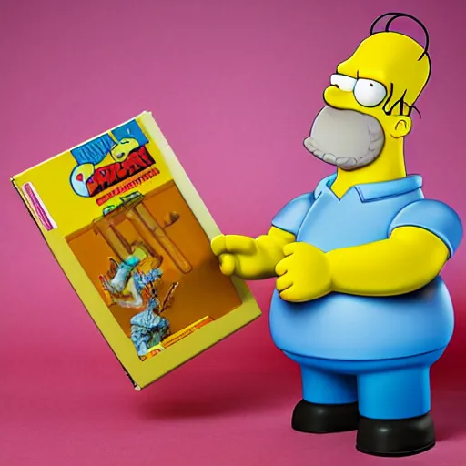 Image similar to Homer simpson as action figure, Mattel, studio product photography, professional, detailed, f/8.0