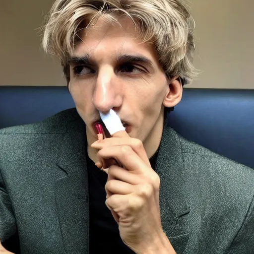 Prompt: a photo of xqc smoking a cigarrette, high level of coherency