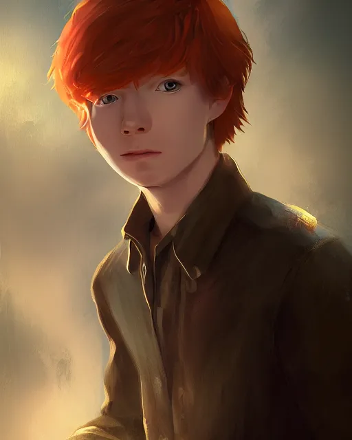 a portrait of ron weasley, fantasy, sharp focus