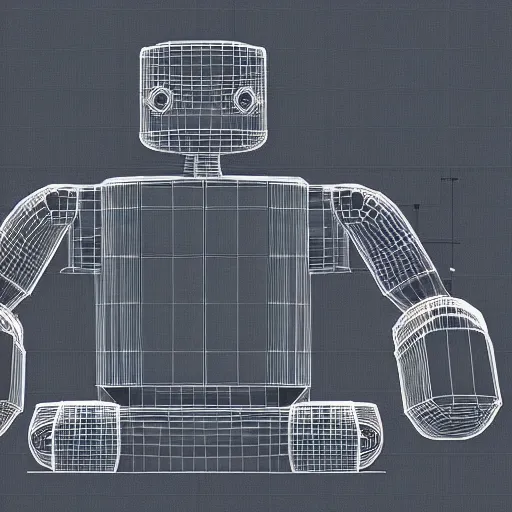 Image similar to Robot Elon Musk schematics, blueprints, 3d wireframe