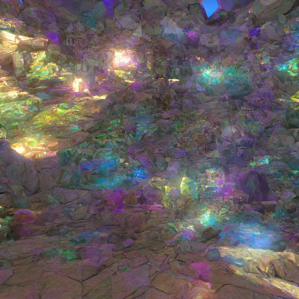 Image similar to amethysm stylized gemstone multicolorful global illumination ray tracing advended technologie