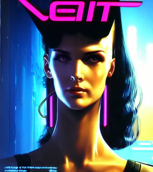 Image similar to cable plugged into cyberdeck, into head, very very beautiful cyberpunk woman, computer, 1 9 7 9 omni magazine cover, style by vincent di fate, cyberpunk 2 0 7 7, very coherent, detailed, 4 k resolution, unreal engine, daz