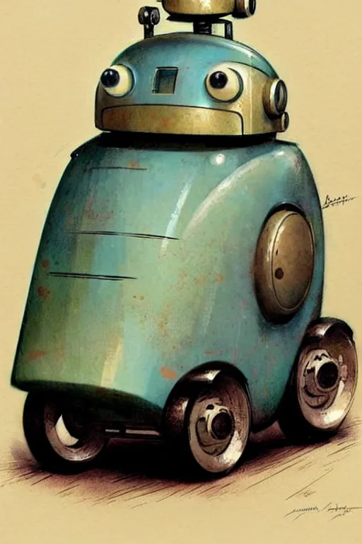 Image similar to ( ( ( ( ( 1 9 5 0 s retro future android robot fat robot dog wagon. muted colors., ) ) ) ) ) by jean - baptiste monge,!!!!!!!!!!!!!!!!!!!!!!!!!